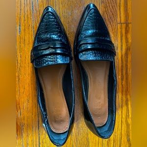 ASOS DESIGN Black croc pointed loafers